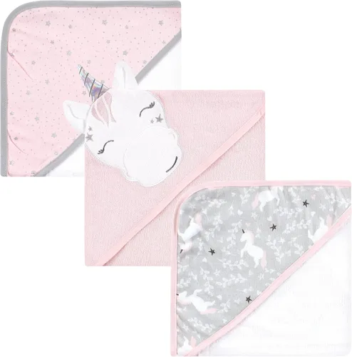 Hudson Baby Toallas unisex con capucha de algodón para bebé, unicornio rosa, talla única