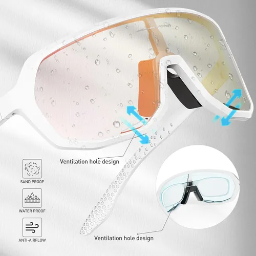 Miniatura 4 de KAPVOE Gafas de ciclismo fotocromáticas para hombres y mujeres, gafas de sol de bicicleta de montaña, gafas deportivas con protección UV Rojo/Blanco