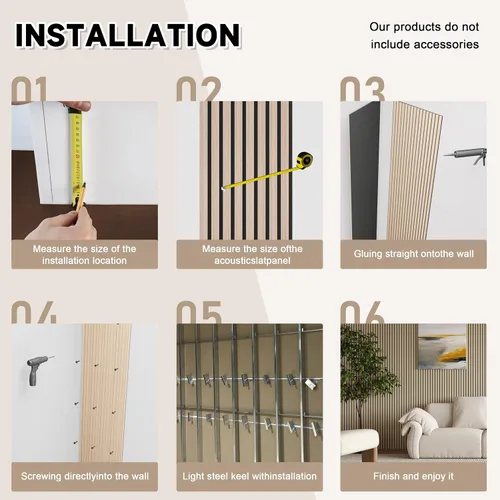 Miniatura 6 de POHARE Paquete de 2 Paneles de Pared de Listones de Madera, Paneles de Madera de 95 x 8 pulgadas a Prueba de Sonido de Madera Diseñada, Paneles