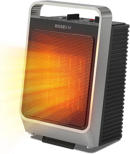 ROSEKM Calentadores de espacio para uso en interiores, calentador eléctrico portátil de 1500 W con termostato, calentador de cerámica para Plata