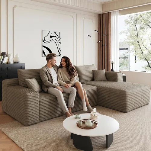 Miniatura 35 de Sofá seccional Cloud de 96 pulgadas, sofá deshuesado para sala de estar, sofá modular con asiento profundo, sofá de pana cómodo y esponjoso con Negro