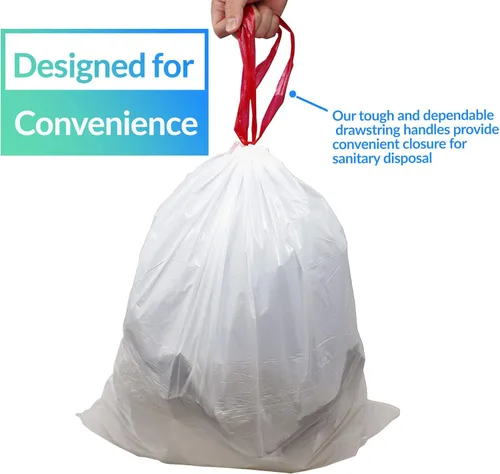 Miniatura 2 de Reli. Bolsas de basura con cordón de 2 a 4 galones, 250 unidades, 18 x 20 pulgadas, bolsas de basura pequeñas de 4 galones, asas con cordón, forros