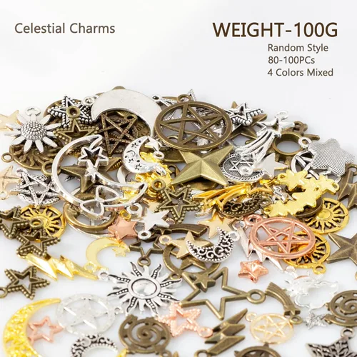 Miniatura 4 de stino 100 G Mixed Style Metal Charms for Jewelry Making, Bulk Silver & Gold Plated, for Bracelet, Necklace, Earrings DIY Crafts