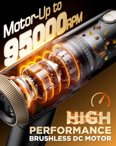 Miniatura 8 de Aspiradora de mano de succión de 26000 Pa con motor sin escobillas, mini aspiradora portátil 4 en 1 con 3 modos de succión, aspiradora inalámbrica