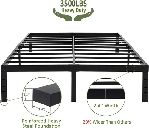 Miniatura 4 de 45MinST Marco de cama de almacenamiento máximo de 18 pulgadas, plataforma reforzada, 3500 libras, resistente, fácil montaje, base de colchón