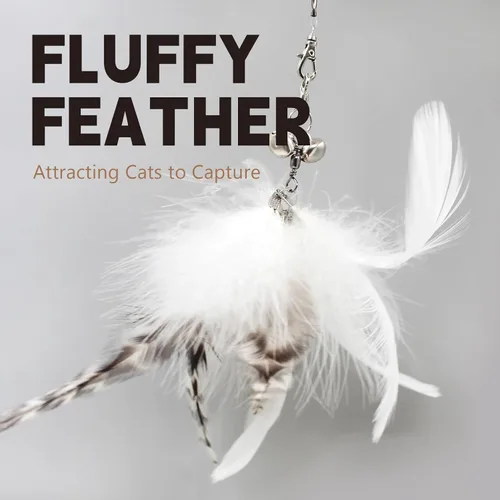 Miniatura 2 de SONGWAY Juguetes de varita para gatos de interior, juego de juguetes para gatos con varita retráctil y 6 recambios de juguetes de plumas, juguetes