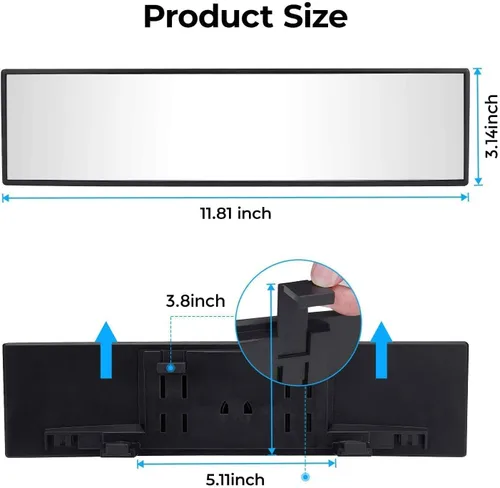 Miniatura 4 de JOYTUTUS Espejo retrovisor, universal de 11.81 pulgadas, panorámico, convexo, retrovisor interior con clip, espejo gran angular para reducir