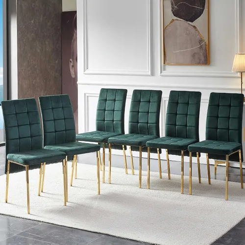 Miniatura 12 de Homedot Juego de 2 sillas de comedor de terciopelo, cómodas sillas de cocina para el hogar, silla lateral tapizada, sin brazos, diseño único