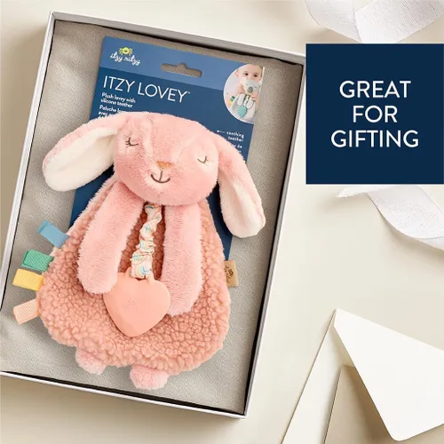 Miniatura 7 de Itzy Ritzy - Itzy Lovey incluye mordedor - Baby Lovey con mordedor, cintas texturizadas y brazos colgantes - Cuenta con sonido arrugado, tela Sherpa