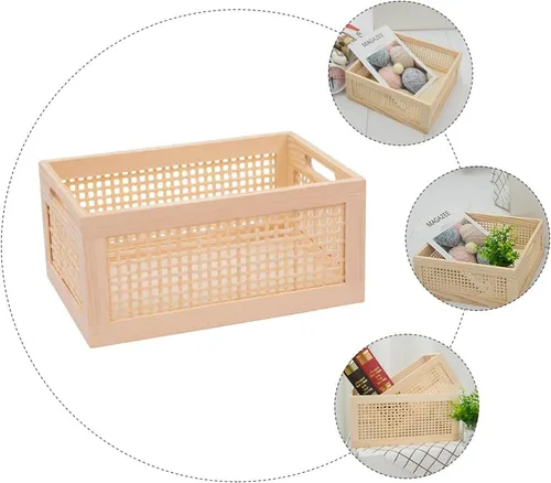 Miniatura 4 de DOITOOL Cesta de almacenamiento de mimbre, cesta de almacenamiento de bambú, cestas de artículos diversos, contenedor de almacenamiento