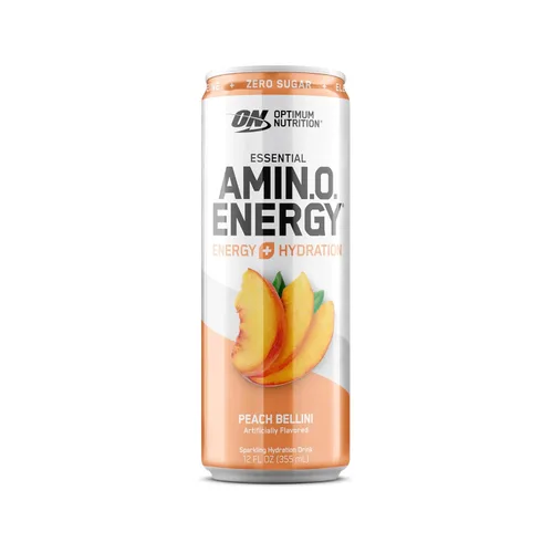 Miniatura 8 de Optimum Nutrition Amino Energy Bebida de Hidratación Espumosa, Electrolitos, Cafeína, Aminoácidos, BCAAs, Sin Azúcar, Peach Bellini, 12 Onzas