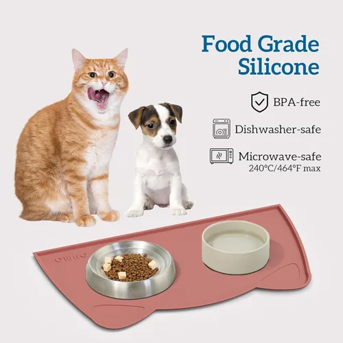 Miniatura 3 de OHMO - Alfombrilla para Comida de Gatos, Alfombrilla de Alimentación de Mascotas de Silicona para Suelo Antideslizante Impermeable, Bandeja