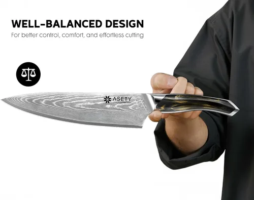 Miniatura 8 de Juego de cuchillos de Damasco 3 piezas: juego de cuchillos de chef profesional ultra afilados, cuchillos de cocina japoneses con núcleo de acero
