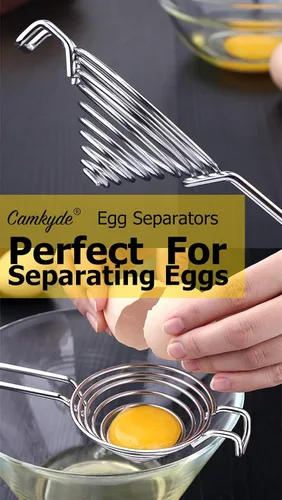 Miniatura 4 de CAMKYDE Separador de huevos Herramienta de separación blanca de yema de huevo de acero inoxidable de grado alimenticio (negro)