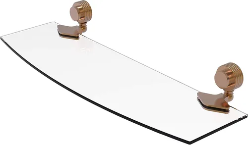 Miniatura 5 de Allied Brass 433G/18-BKM Venus Collection - Estantería de vidrio de 18 pulgadas con detalles Groovy, 18 x 5 pulgadas, negro mate