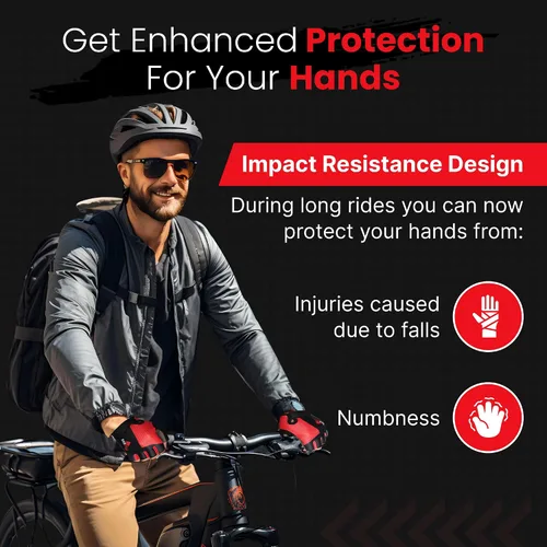 Miniatura 2 de Guantes de ciclismo, guantes de bicicleta de montaña, guantes de bicicleta Antideslizante, absorción de golpes, acolchado, transpirable, medio dedo