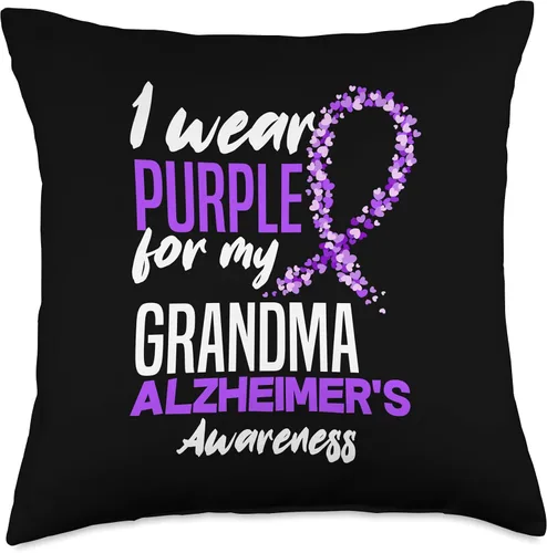 Miniatura 5 de ALZ Dementia Alzheimer's Awareness Apparel & Gifts I Wear Purple for My Grandma Dementia Alzheimer's Awareness - Almohada de 16 x 16 pulgadas