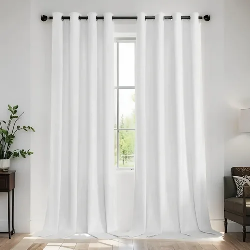 Miniatura 15 de SMILETIME - Cortinas de terciopelo blanco con bolsillo para barra, aisladas térmicamente, suaves, con filtro de luz y privacidad, para dormitorio