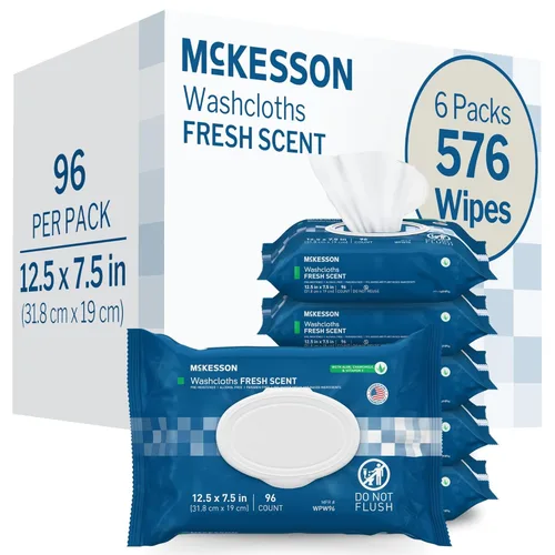 Toallitas de limpieza McKesson para adultos, perfumadas (paquete de 6, 576 toallitas) Toallitas desechables para el cuerpo - Fórmula sin enjuague