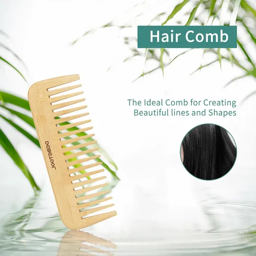 Miniatura 4 de DEBETOOL Juego de Cepillos de Cabello de Bambú, Peine de Paleta de Bambú de Madera Natural Desenredante para el Crecimiento del Cabello - Peine