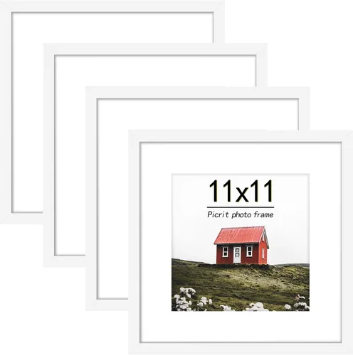 Miniatura 10 de Picrit Juego de 4 portarretratos de 6 x 6 pulgadas, hechos de vidrio real de alta definición, pantalla de 4 x 4 con paspartú o 6 x 6 sin paspartú