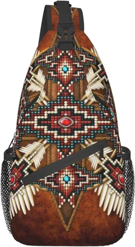 ASYG Linda bolsa de hombro nativa americana cruzada en el pecho, mochila casual americana india para mujeres y hombres, Native American-a08,