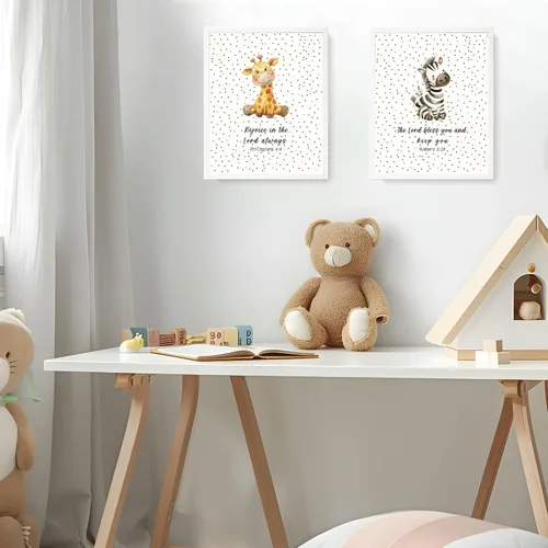 Miniatura 7 de LARTSFRO Decoración de pared de la Biblia de animales para niños, elefantes, leones, jirafas, cebras, decoración bohemia para guardería, dormitorio