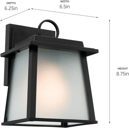 Miniatura 5 de Kichler Norward - Lámpara de pared para exteriores, 1 aplique de pared moderno exterior para garaje o entrada con vidrio satinado grabado en negro