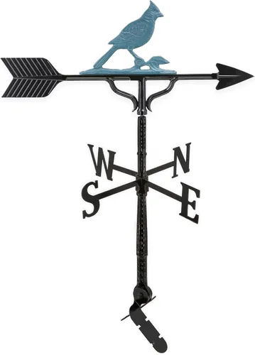 Miniatura 7 de Montague Metal Products Veleta de 32 pulgadas con adorno cardenal negro satinado