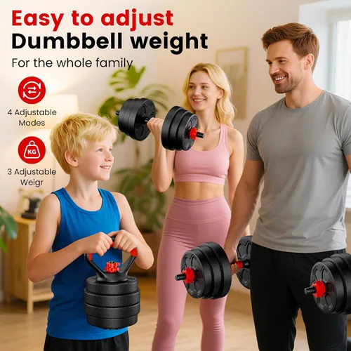 Miniatura 8 de Adjustable Dumbbell Set, 20/33/45/70/90lbs Free Weight Set with Connector, 4 in1 Dumbbells Set Used as Barbell, Kettlebells, Push up Stand