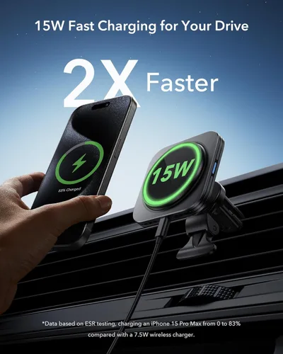 Miniatura 2 de ESR para Cargador de Coche MagSafe de 15W, Cargador de Coche MagSafe, Soporte Magnético Inalámbrico para Ventiscacha/Salpicadero para iPhone