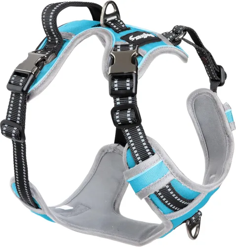 Miniatura 9 de DogTraxs Arnés para perro, marrón galleta, mediano Clip frontal sin tirones, paso ajustable, reflectante, hebillas de metal