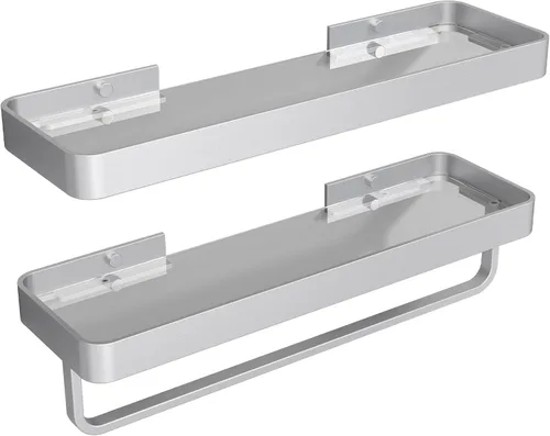 Miniatura 14 de Danpoo Estante de Pared Pequeña de 8 Pulgadas, Vidrio Templado Transparente con Marco de Aluminio Negro Mate – Elegante Organizador Flotante