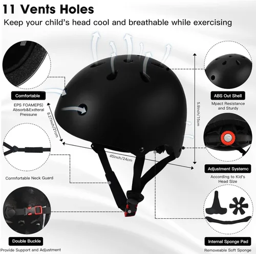 Miniatura 4 de Conjunto de casco de bicicleta para niños pequeños con rodilleras, casco de ciclismo ajustable para niño y niña, equipo de protección