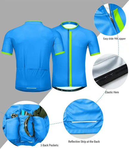 Miniatura 4 de wantdo Camisetas de ciclismo para hombre, camisetas de ciclismo de montaña MTB Jersey de manga corta Camisetas de ciclismo transpirable de secado