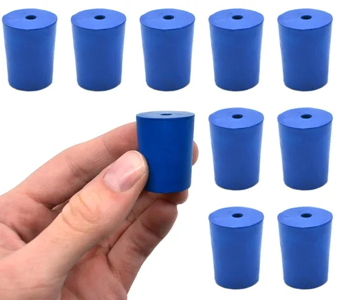 EISCO Paquete de 10 tapones de neopreno, 1 agujero, apto para uso con petróleo, aceites, ácidos inorgánicos y bases – Tamaño: 0.748 in, parte