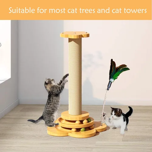 Miniatura 4 de 4 piezas de repuesto de poste rascador para gatos de interior de 15.7 x 3.1 pulgadas, piezas de repuesto de árbol de gatos natural, poste de yute 【4