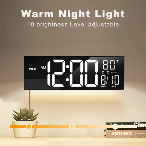Miniatura 8 de JALL Reloj digital grande de montaje en pared de 13 pulgadas para sala de estar, temporizador de cuenta regresiva, alarma, LED grande, DST, Negro