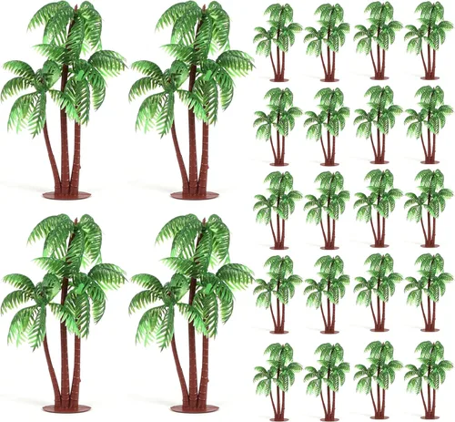 Gyufise 10 piezas de plástico verde palmera cocos cupcakes toppers miniatura figuras de palmera decoraciones para pasteles para micro acuario,