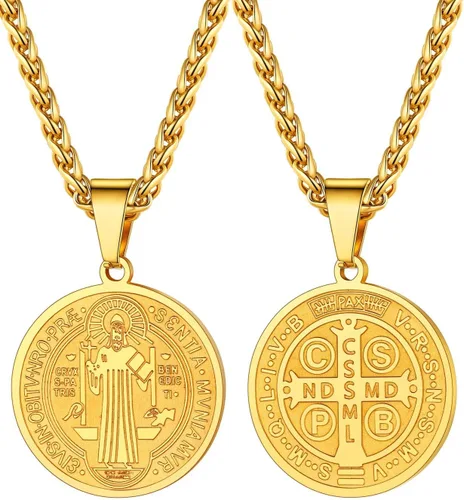 Miniatura 296 de U7 Saint Benedict/Michael Medal Necklace, 316L Stainless Steel Virgin Mary Necklace for Men Women, Bible Verse Protection Necklace Catholic