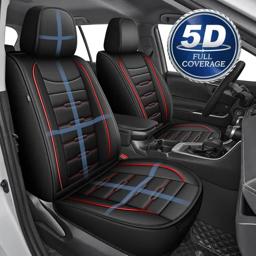 Miniatura 3 de AOMSAZTO RAV4 - Fundas de asiento delantero de cuero para Toyota RAV4 2019 2020 2021 2022 2023 2024 2025 LE, XLE, XLE Premium, Limited con Línea roja