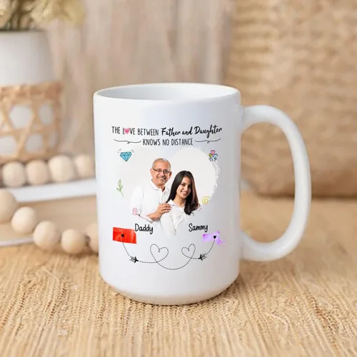 Miniatura 4 de Taza de café blanca con texto en inglés «Choose States Names», 11 tazas de 15 onzas con texto en inglés «The Love Between Father And Daughter Knows