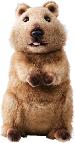 KEAIART - Peluche realista Quokka de 10 pulgadas con bolsa y lengua suave, lindo peluche marsupial de canguro sonriente, cumpleaños perfecto para