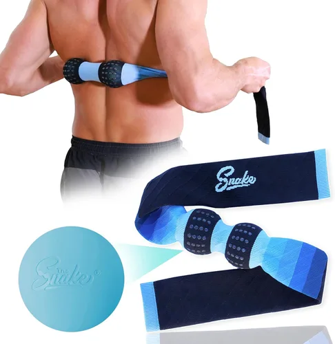 The Snake Rodillo de bola de masaje de maní, masajeador de doble lacrosse de tejido profundo para espalda, columna vertebral, cuello y pie, Azul