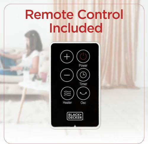 Miniatura 4 de BLACK+DECKER Calentador de espacio de cerámica con termostato ajustable, calentador de torre para uso vertical u horizontal, 3 ajustes de calor