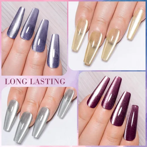 Miniatura 6 de Juego de esmaltes de uñas de gel 9D Cat Eye, esmalte de gel magnético con efecto cielo estrellado, esmalte de gel de ojo de gato con LED UV, kit