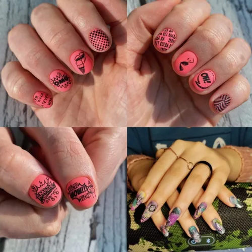 Miniatura 7 de WOW OMG COOL - Plato de estampado de uñas con letras y palabras con imagen de personas, plantillas de arte de uñas de acero inoxidable para diseño
