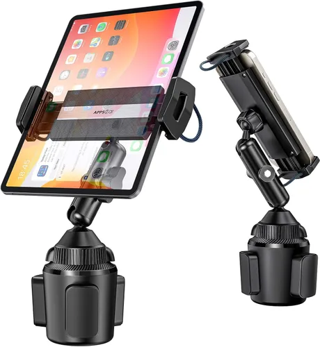 APPS2Car Soporte para portavasos para iPad, brazo de aleación ajustable para automóvil, soporte para tableta, viaje por carretera, esencial