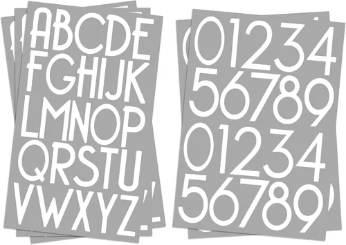 Miniatura 7 de 584 piezas 8 hojas Kit de letras y números de vinilo autoadhesivo de 1 pulgada, calcomanía moderna de números de buzón para buzón, letreros