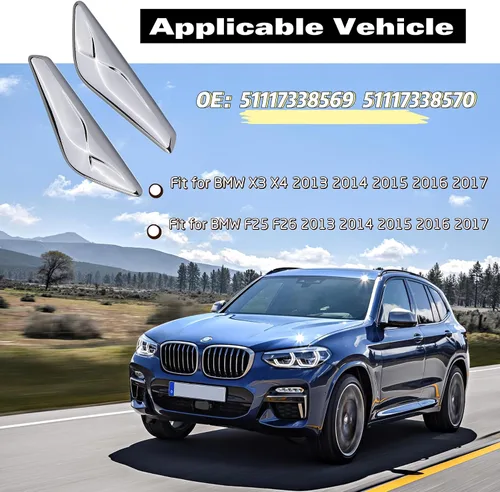 Miniatura 5 de Acabado cromado delantero lado del conductor y del pasajero para BMW X3 F25 X4 F26 2013-2017 Año OEM 51117338569 51117338570